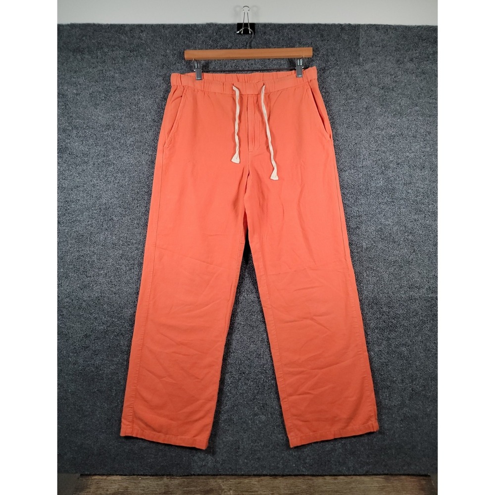 Eileen Fisher Wide Leg Pants Womens XS Orange Drawstring Trousers Organic Cotton